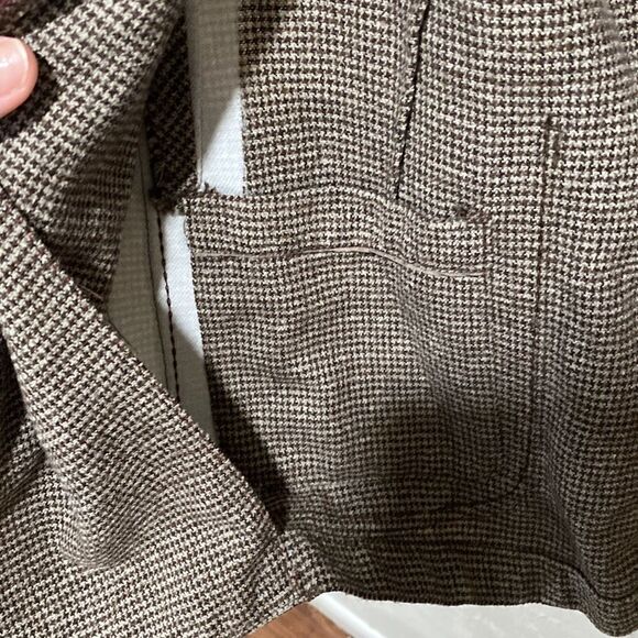 Massimo Dutti Brown Gingham Print Wool Blend Blazer Size 40 - Picture 7 of 11